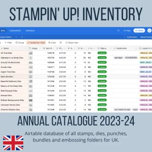 Stampin' Up Inventory Database for Annual Catalogue 2023-2024 UK